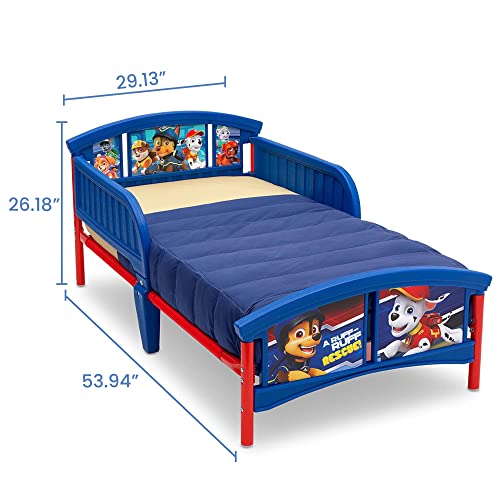 Toddler Bed with Guardrails - Paw Patrol Style for 15 Months+ - Low Height, Fits Standard Mattress - Blue/Red Variation of THIS listing