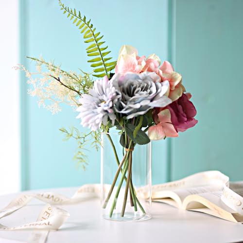 Etolies Smooth Glass Cylinder Vases Set of 12 - 6 Inch Clear Floral & Candle Holders