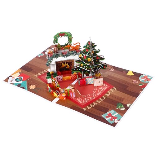 Ribbli Musical Christmas Card with Light & Envelope - Pop Up Holiday Greeting