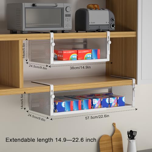 Expandable Under Shelf Storage Basket Organizer - White, 2 Pack