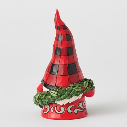 Jim Shore Highland Glen Gnome Figurine with Holly Wreath - 5.5 Inch Home Decor