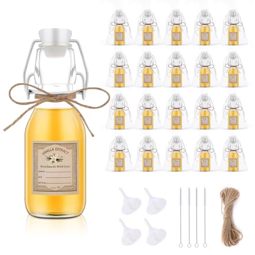 20 Pack 4 oz Swing Top Glass Bottles for Food Storage & DIY Vanilla Extract