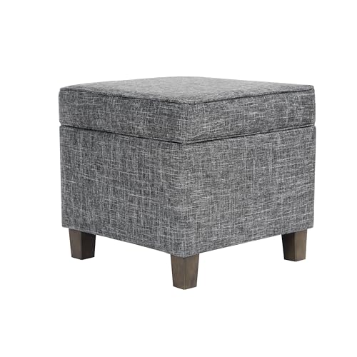 HomePop Slate Grey Square Storage Ottoman with Lift-Off Lid - Large