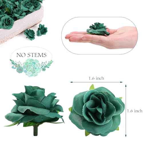 Yinsun 50pcs Mini Green Roses Artificial Flower Heads, 1.57¡± Green Flowers Silk Fake Flowers for DIY Wedding Bridal Shower Decor Baby Shower Party Christmas Decoration