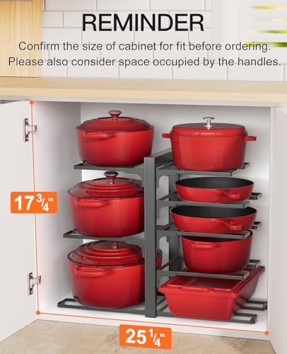 ORDORA Pots and Pans Organizer Under Cabinet 15.8", 8-Tier Adjustable