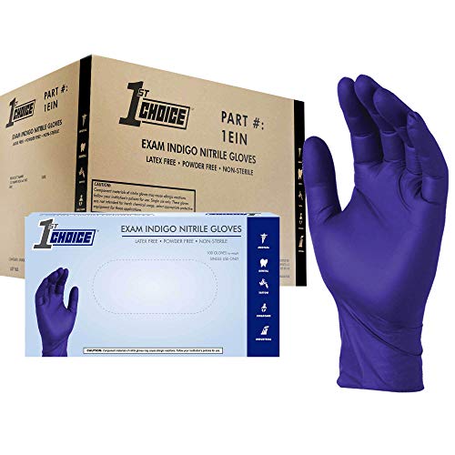 1st Choice Medium Indigo Nitrile Exam Gloves 3 Mil Disposable Medical & Salon Use