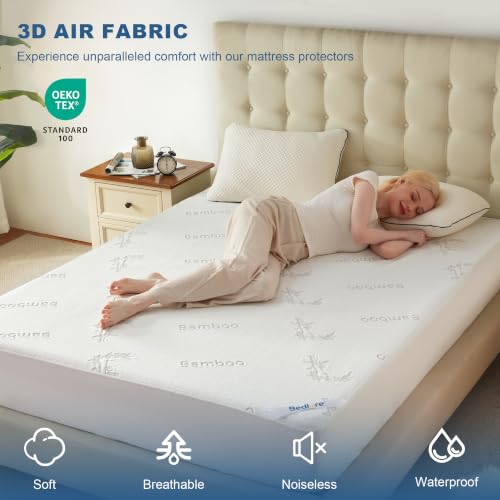 White Queen Waterproof Mattress Protector with Bamboo Viscose Cover
