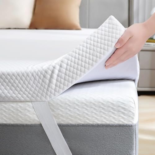 SINWEEK Twin 2-Inch Gel Memory Foam Mattress Topper with Removable Cover - Ventilated High Density Bed Pad for Back Pain