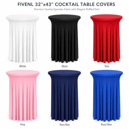 Black 6 Pack Cocktail Table Skirts for High Top Round Tables - Spandex Party Covers