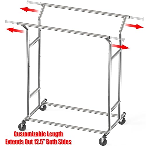 Simple Houseware Heavy Duty Double Rail Clothing Garment Rack, Chrome
