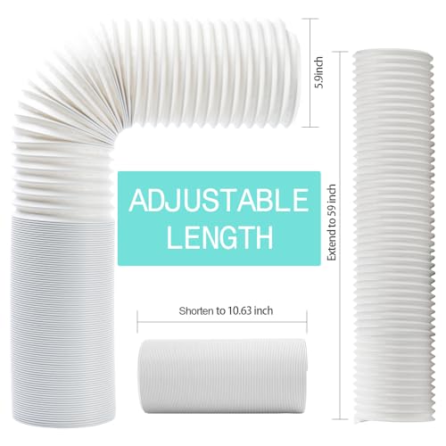Portable AC Window Vent Kit with 59-Inch Exhaust Hose for Sliding Windows - Universal Fit