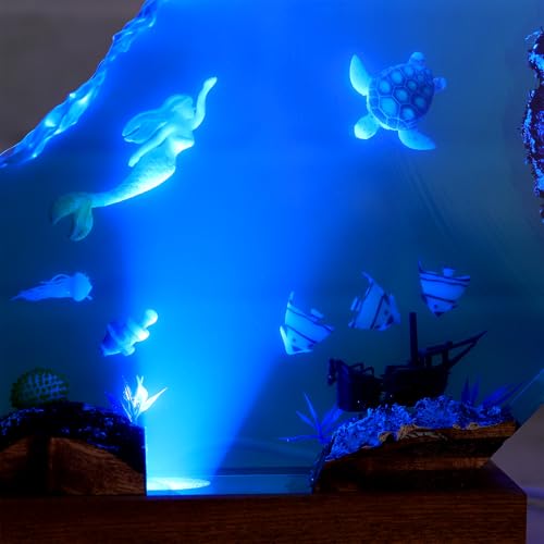 Drawelry Ocean Turtle Epoxy Resin Wood Night Lamp - Handmade Wave Sea Decor S