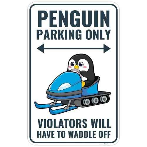 Venicor Penguin Sign Decor - 9 x 14 Inches - Aluminum - Cute Penguin Gifts for Women Kids - Penguin Party Decorations Keychain Figurines Toys Stuff