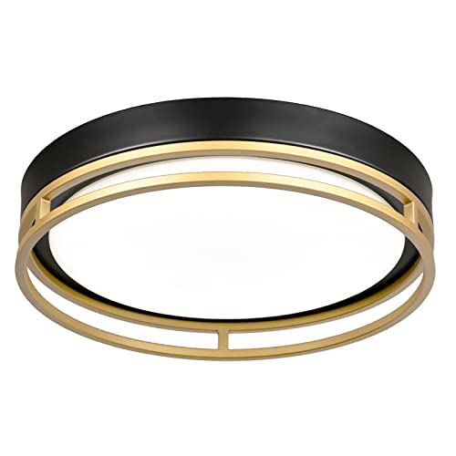 Flynix 12.5 Inch Black Gold LED Flush Mount Ceiling Light Dimmable 26W 1700 Lumens