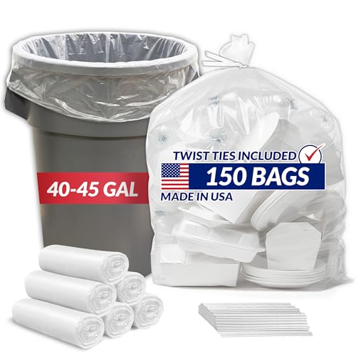Reli. 40-45 Gallon Heavy Duty Trash Bags Pack of 150 - Leak-Proof Clear Waste Bags