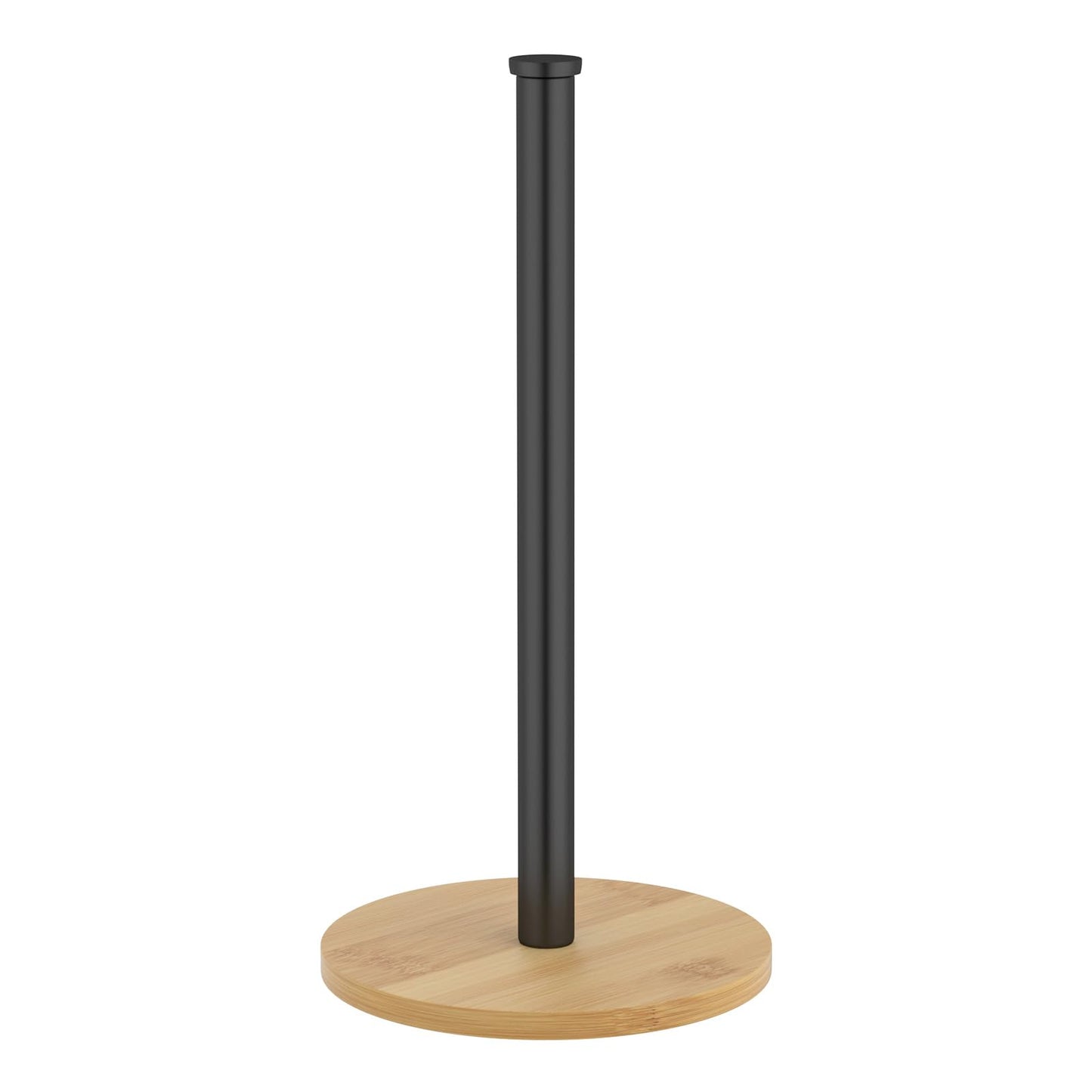 CHIKESI Wooden Paper Towel Holder Countertop, Black,Non-Slip Base, Stainless Steel, FreeStanding, Easy Install, Durable, Ideal for Home,RV,Bathroom,Farmhouse Essentials Decor Accessories