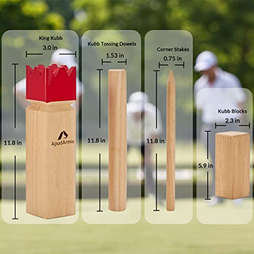 Outdoor Kubb Yard Game Set with Carrying Bag - Viking Chess Lawn Fun - Burlywood