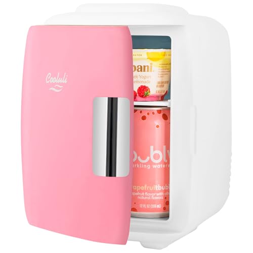 Cooluli Pink 4L Mini Fridge for Food, Drinks, Skincare & Makeup - Portable Cooler & Warmer, Car & USB Power