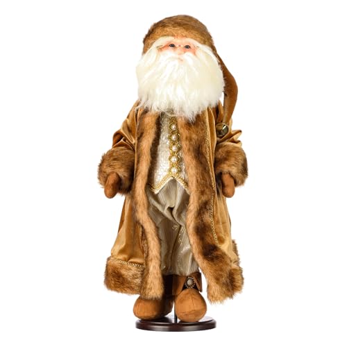 Vickerman 24" Mocha Velvet Santa Doll with Glasses & Removable Stand