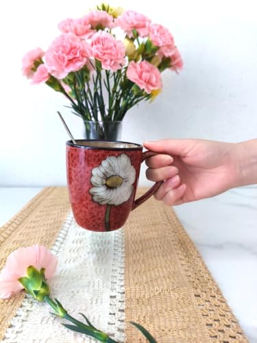 Rockgoldbug 12oz Ceramic Coffee Mug Set - Colorful Porcelain Tea & Espresso Cups, Microwave & Dishwasher Safe, Includes Red, Blue, Green, Pink
