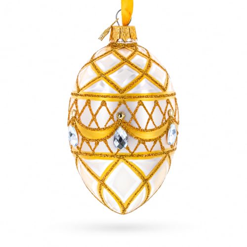 Diamond Drops Pink Glass Egg Ornament 4in Hand-Painted Christmas Decoration