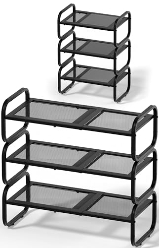 3 Tier Expandable Shoe Rack - Adjustable Closet Shoe Organizer