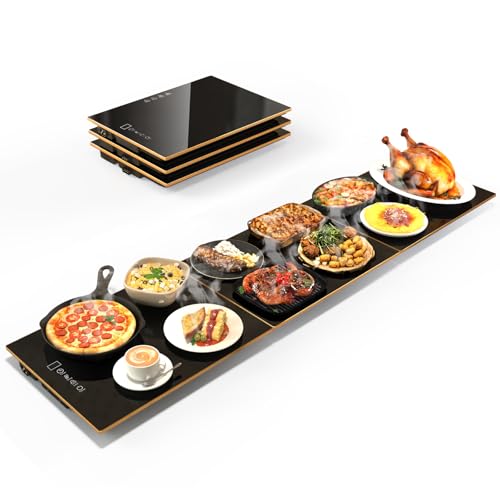 CedarAce Black & Gold 47x12in Stackable Food Warmer Tray with Adjustable Temp & Timer