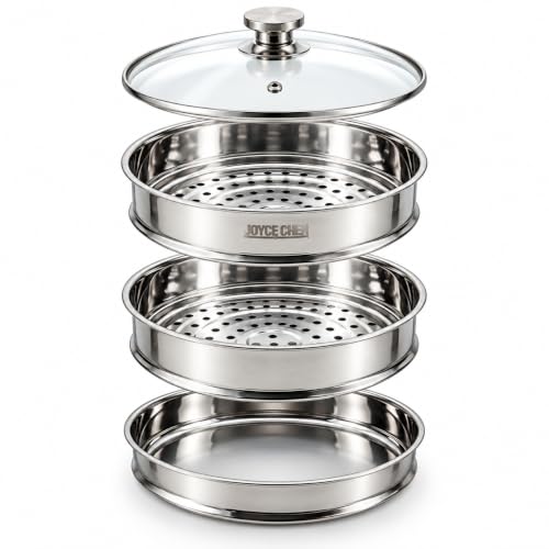 Joyce Chen 10-Inch Stainless Steel Two-Tier Steamer with Glass Lid & Wok Adapter Ring