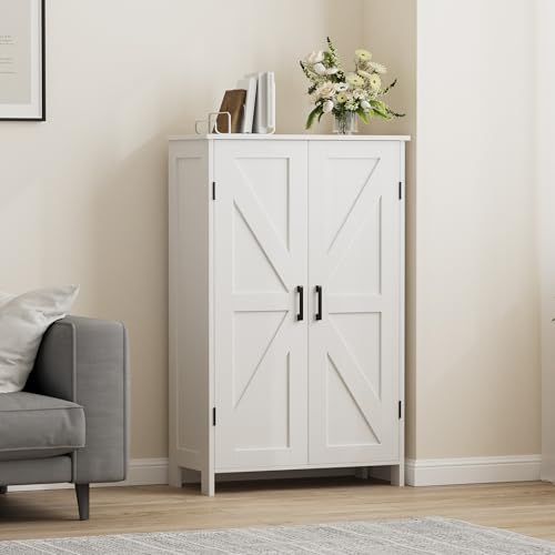 Homleke 43.3" H Farmhouse Bathroom Storage Cabinet with Adjustable Shelves