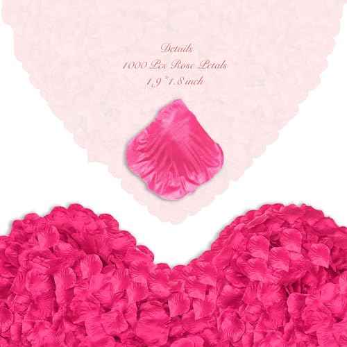 1000Pieces Rose Petals, Artificial Flower Petals Fake Rose Petals for Romantic Night,Wedding,Proposal Anniversary Flower Decorations (Rose Red)