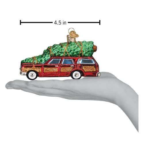 Old World Christmas Station Wagon Glass Ornament with Tree – Handcrafted Holiday Keepsake