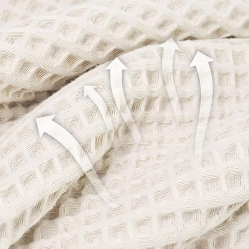 Jacquotha Mist White Waffle Cotton Bath Towels Set of 2 - Quick Dry, Large, Low Lint