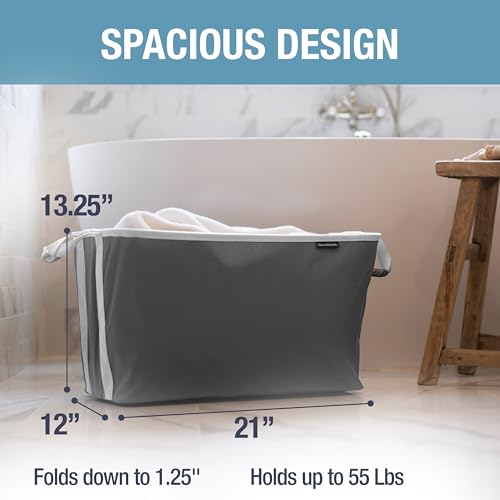 Collapsible Laundry Basket 60L 2 Pack - Charcoal Gray, Pop-Up Design