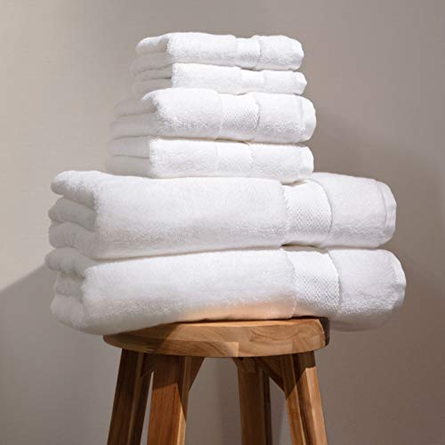 Fabdreams Organic Cotton Bath Towel Set - 6 Pieces, White, 700 GSM, Hotel Luxury