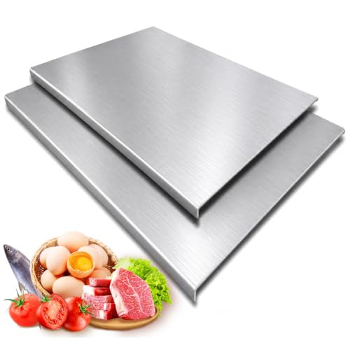 Large Stainless Steel Cutting Boards with Lip - 19.7" x 15.7" & 15.7" x 11.5" - Non-Adhesive Food Prep Mats