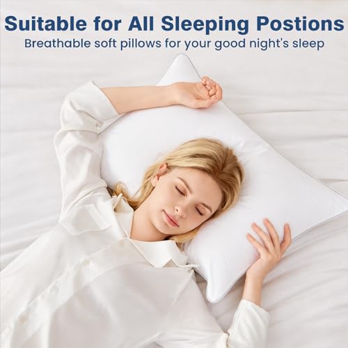 White Standard Size Hotel Quality Bed Pillows Set of 4 - Cooling Down Alternative 18x26