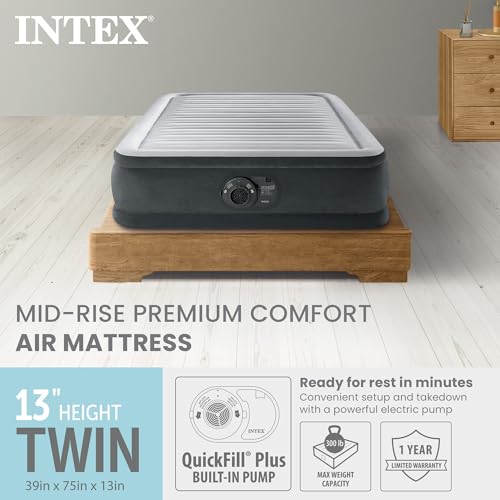 Twin Size Air Mattress with Built-In Pump – Dura-Beam Deluxe 13" Comfort