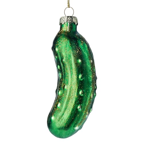 Joiedomi Christmas Pickle Glass Ornament, Glass Blown Food Ornament Presents for Christmas Tree Decoration, Xmas Cucumber Decoration for Xmas Gift Holiday Party Favor