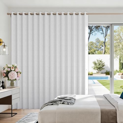 Grayish White Fabric Vertical Blackout Shades for Sliding Doors - 100"W x 84"L, 1 Panel
