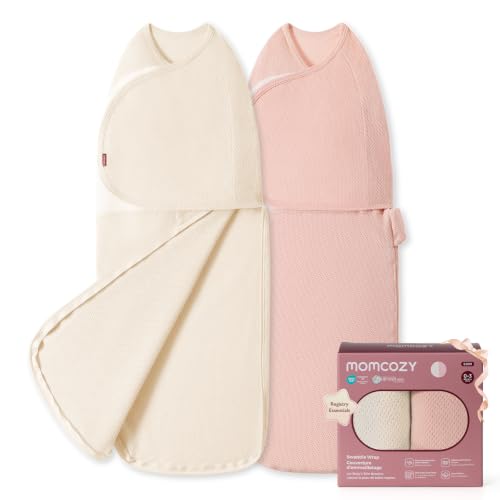 Momcozy Baby Swaddle Blanket for Newborns 0-3 Months Petal Mist – Breathable Cotton Sleep Sack