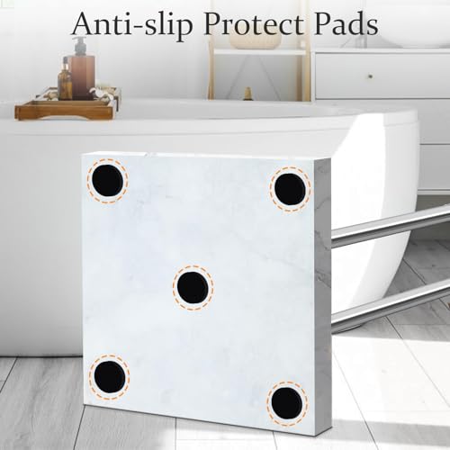 Silver 40'' Stainless Steel Towel Rack with Marble Base, 2-Tier Adjustable