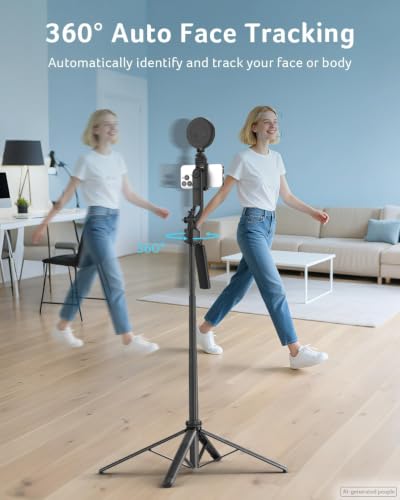 Auto Face Tracking Tripod for Smartphone and Camera with Ring Light
