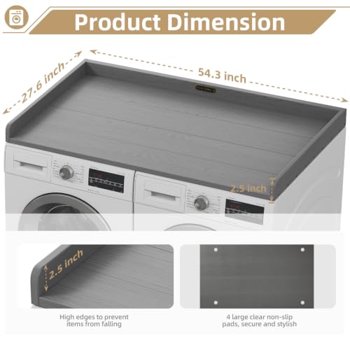 Gray Washer Dryer Countertop 54" W×27.5" D No Installation Necessary