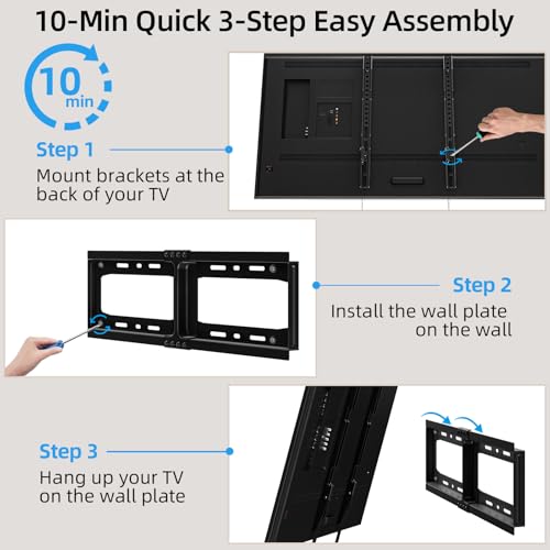 HOME VISION Heavy Duty Fixed TV Wall Mount 32-86 Inch Model 8601 - Space Saving Flat Screen Bracket