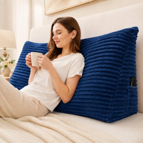 Navy Blue Twin Headboard Wedge Pillow - Support & Relaxation Cushion
