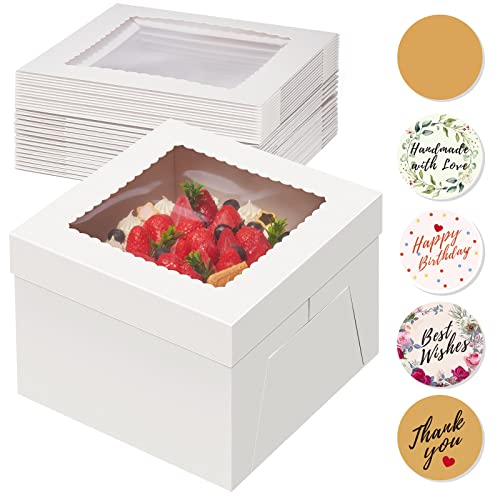Kootek 15 Pack 10x10x8 Inch Cake Boxes with Clear Windows for Cakes & Pastries