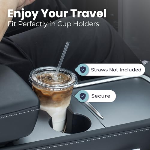 Fit Meal Prep 32 oz Disposable Clear Plastic Cups with Flat Lids 100 Pack