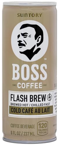 BOSS Japanese Flash Brew Coffee with Milk - Ready-to-Drink 8oz, 12 Pack