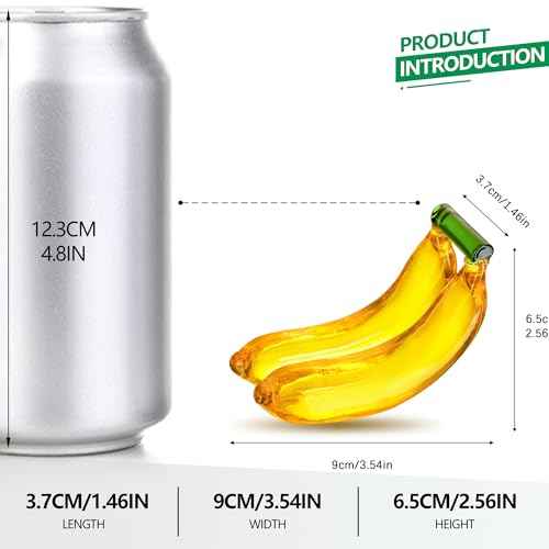 Handmade Glass Fruit Decor Crystal Banana Figurine Yellow Fruits Decoration for Home Kitchen Glass Banana Ornament Fall Harvest Thanksginging Centerpiece Decor for Home Office Desk