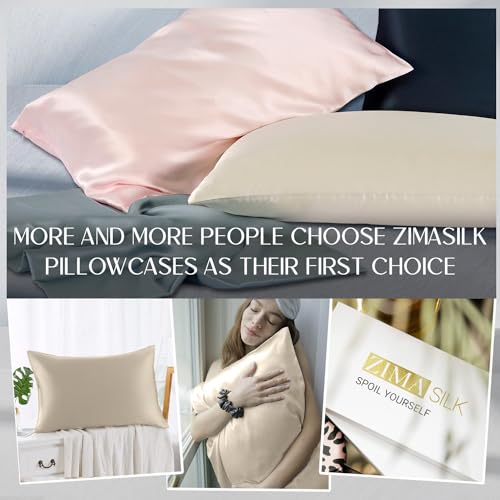ZIMASILK Queen 20x30 Beige Mulberry Silk Pillowcase for Hair & Skin - Double Sided, 19 Momme Grade 6A
